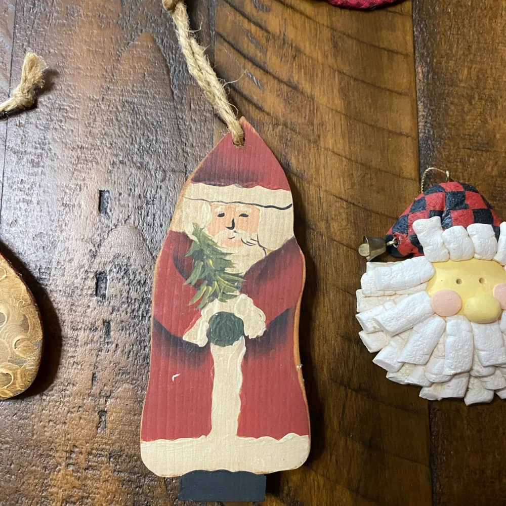 Festive Santa Holiday Ornaments Lot of 7